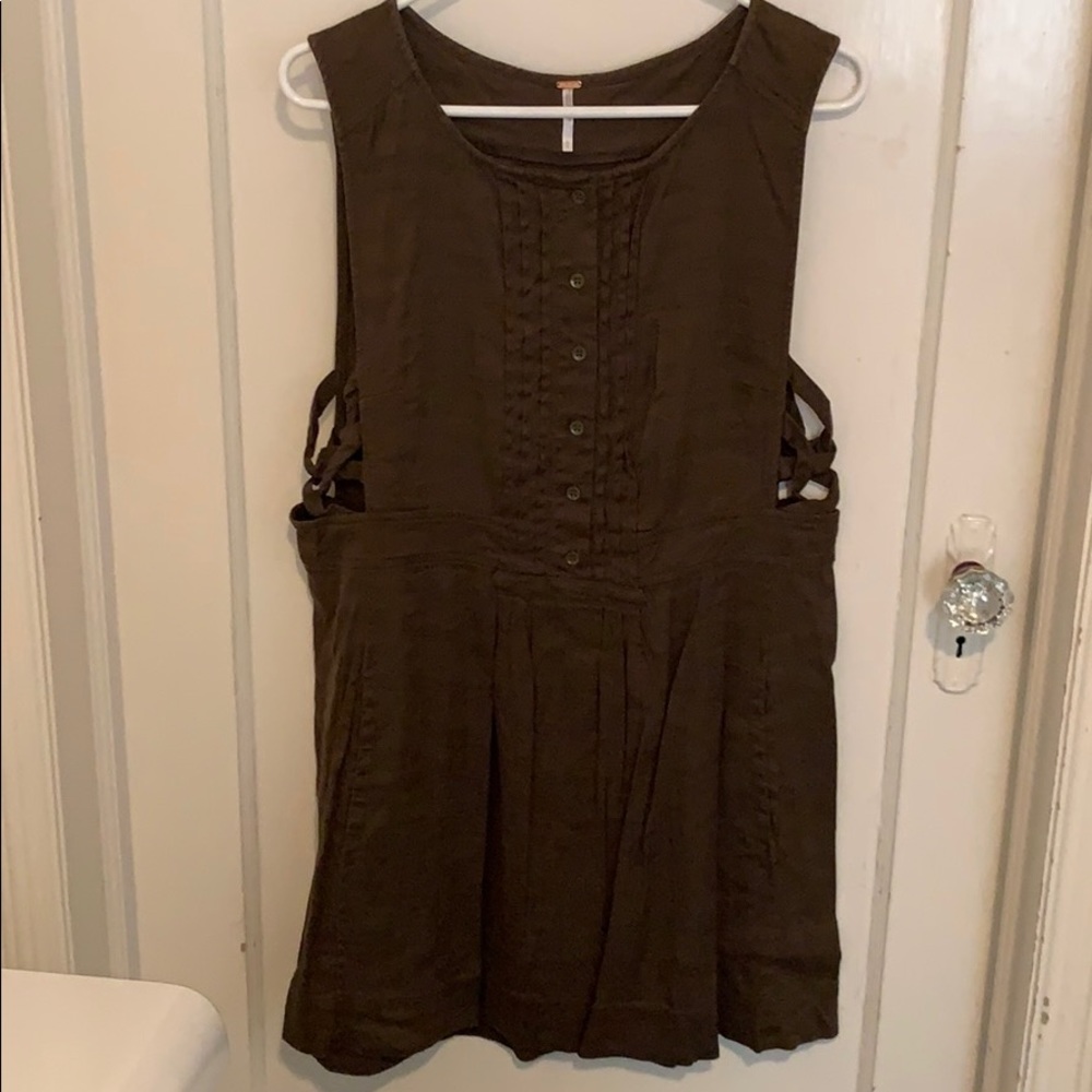 Free people green/brown cargo material dress